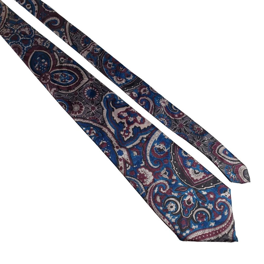 Manhattan Mens Necktie Tie Designer Accessory Vintage Floral Office Blue Gift